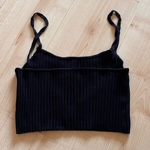 437 Black Ribbed Crop Cami Top - Women